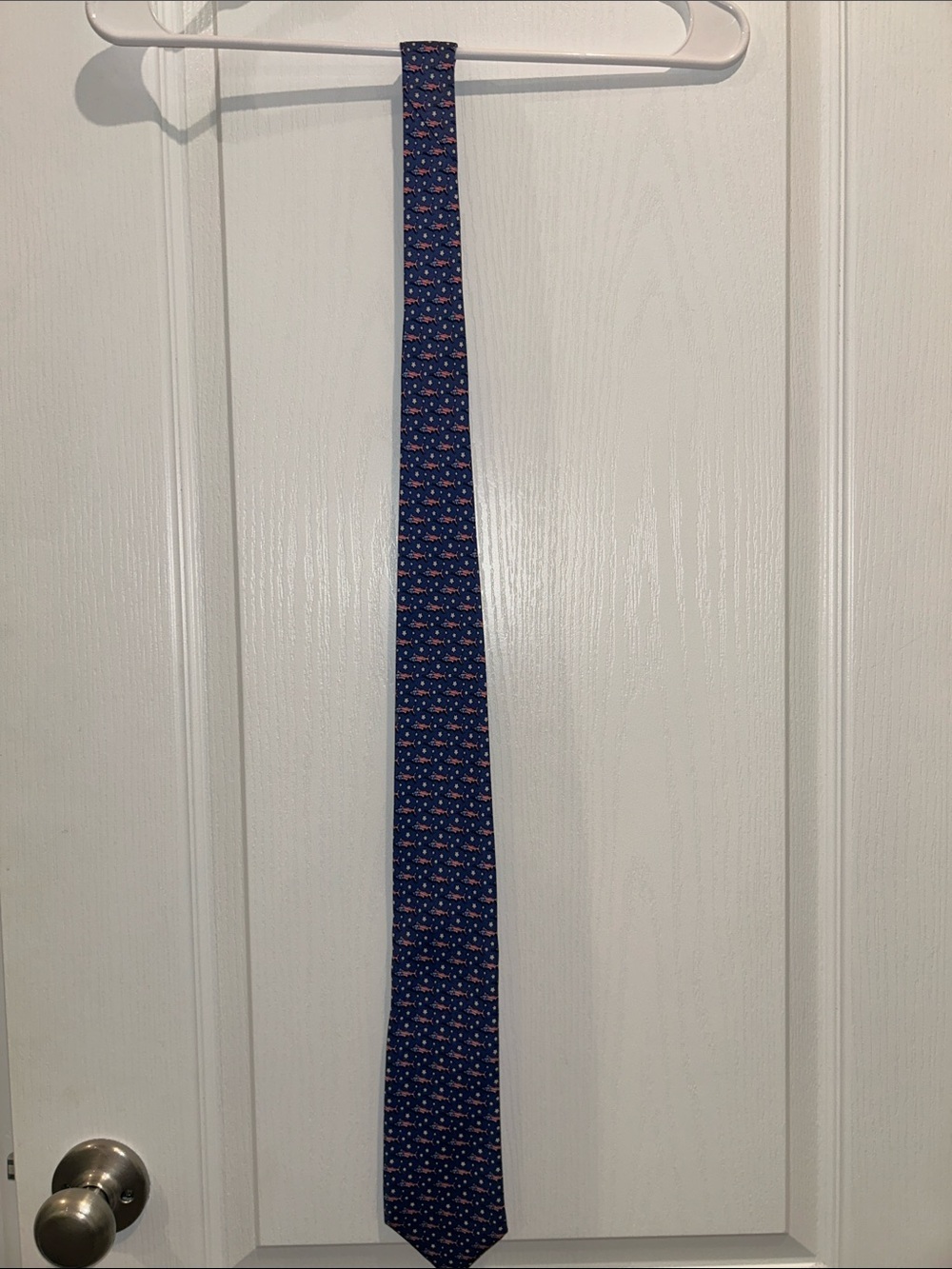 Vineyard Vines Men’s Blue American Flag Marlin Swordfish Tie, 100% silk